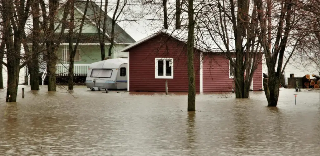 Flood damage to a home caused by rising water from the ground up