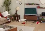 A living room damage at earthquake