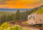 A RV on a winding road